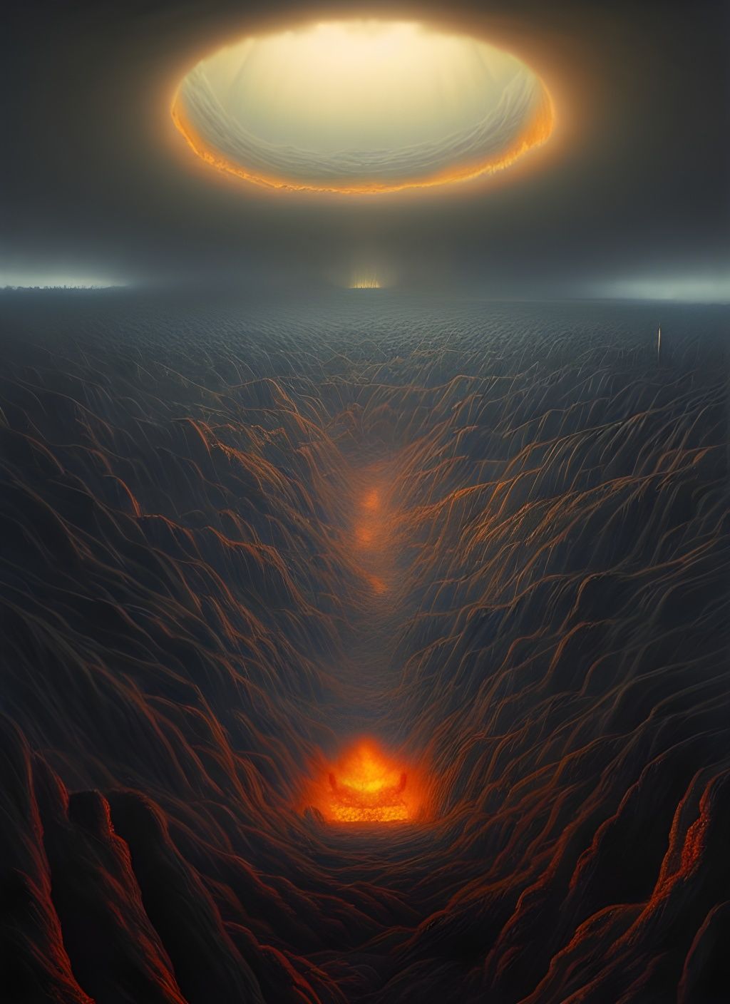Epic View of Heaven and Hell in Ethereal Style