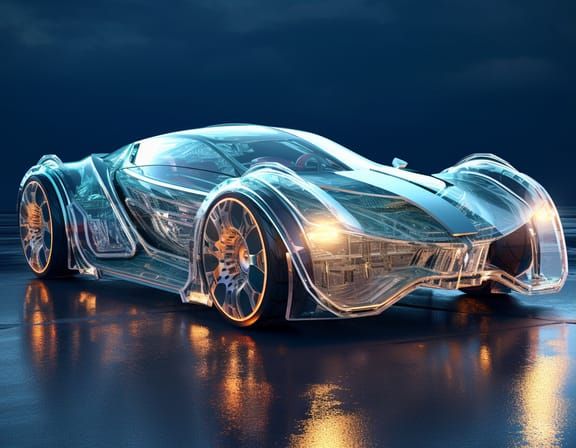 Futuristic Transparent Crystal Flower Car