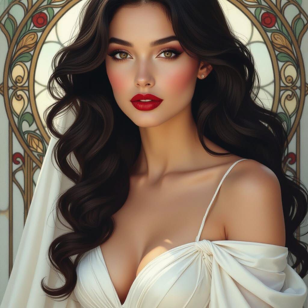 Elegant Woman in Art Nouveau Style