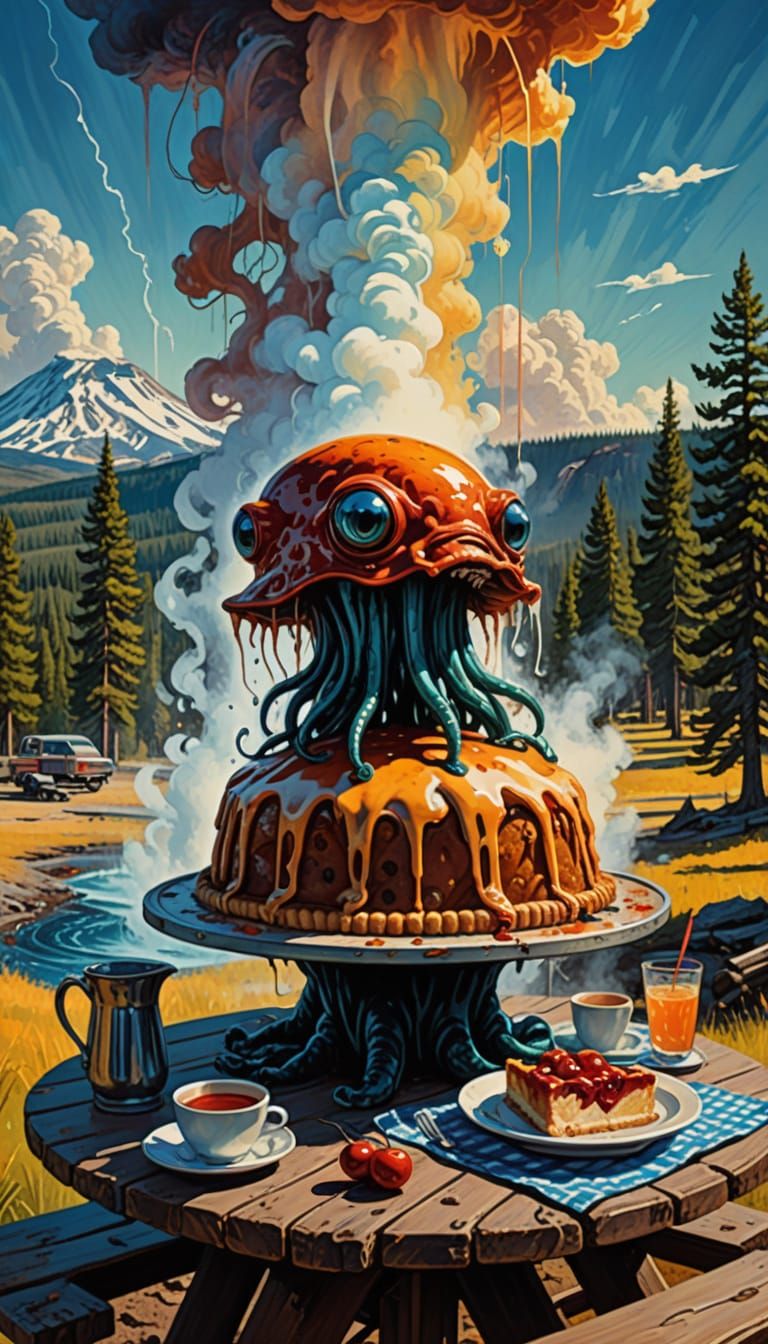 Surreal Cherry Pie Squid in Yellowstone