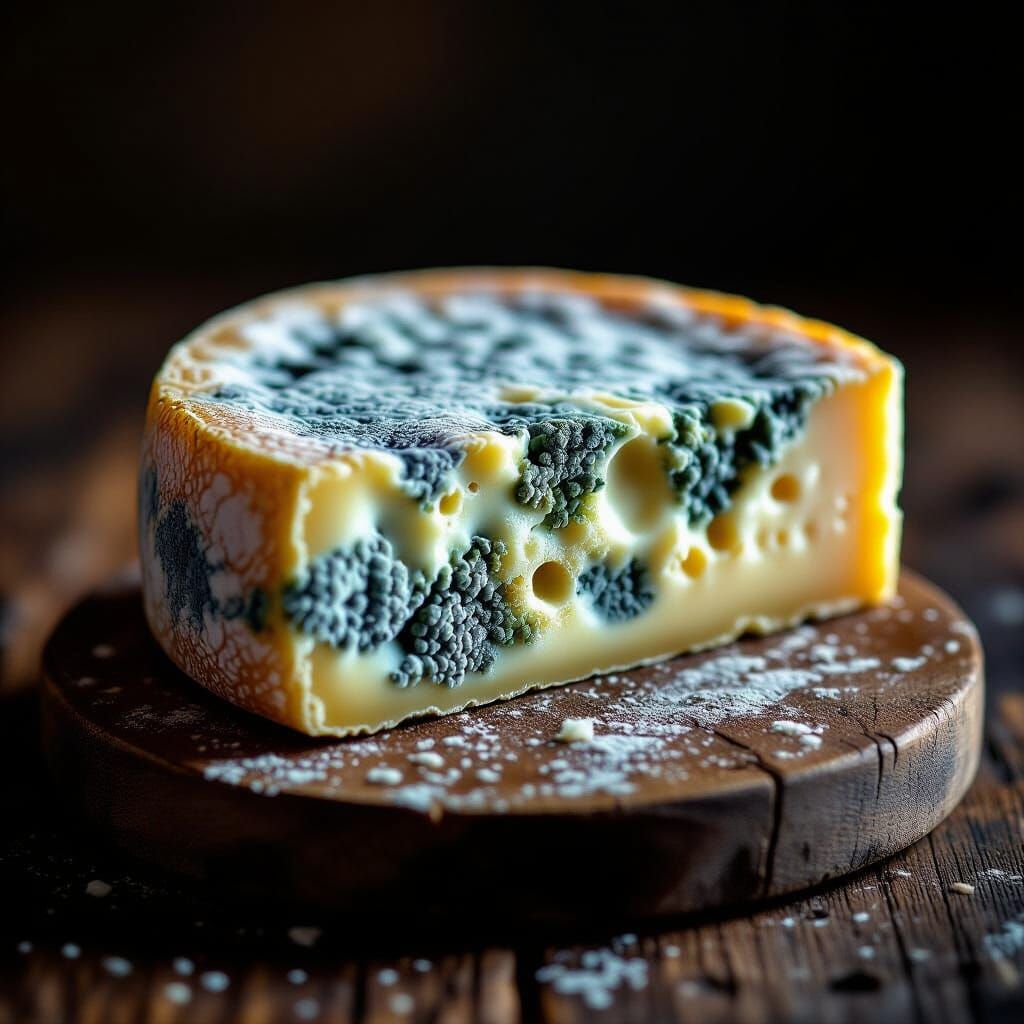 Macro Photograph of Moldy Cheese Textures
