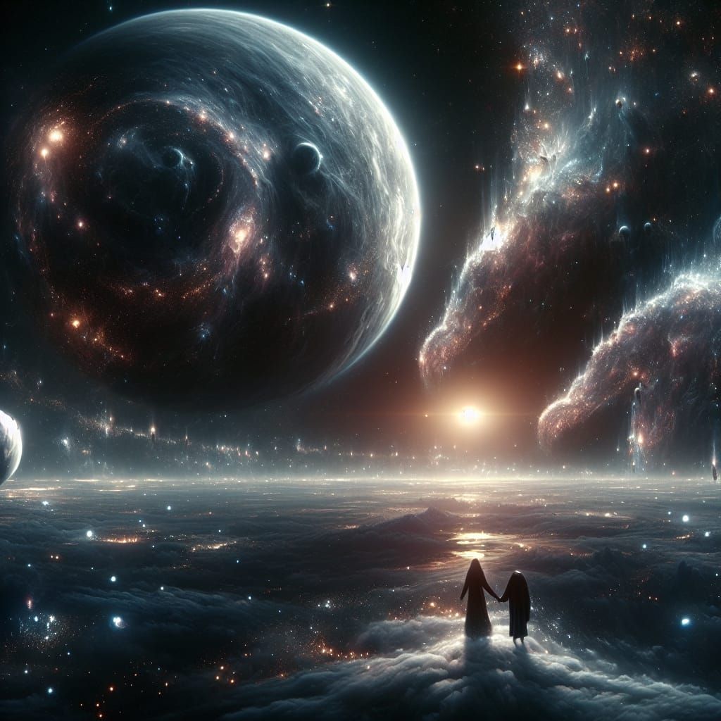 Ursa Major and Minor in Starry Galaxy