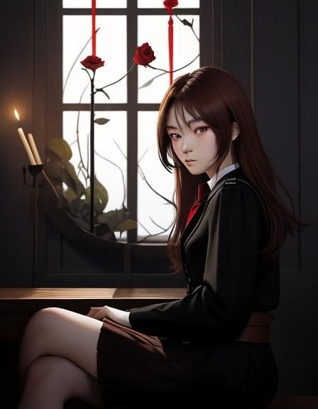 Yuki in Day Class Uniform with Artemis Rod