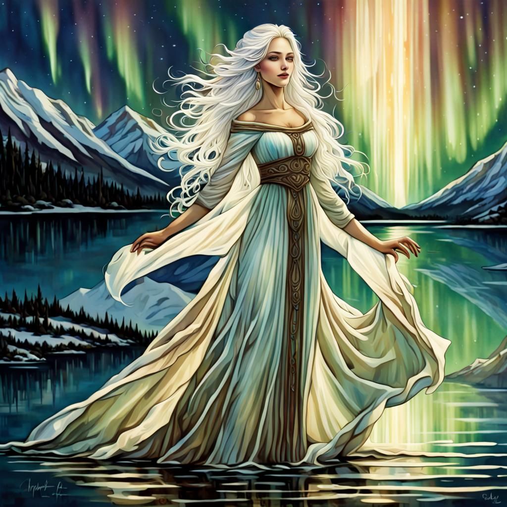 Divine Feminine Goddess in Bioluminescent Bloomcore Style