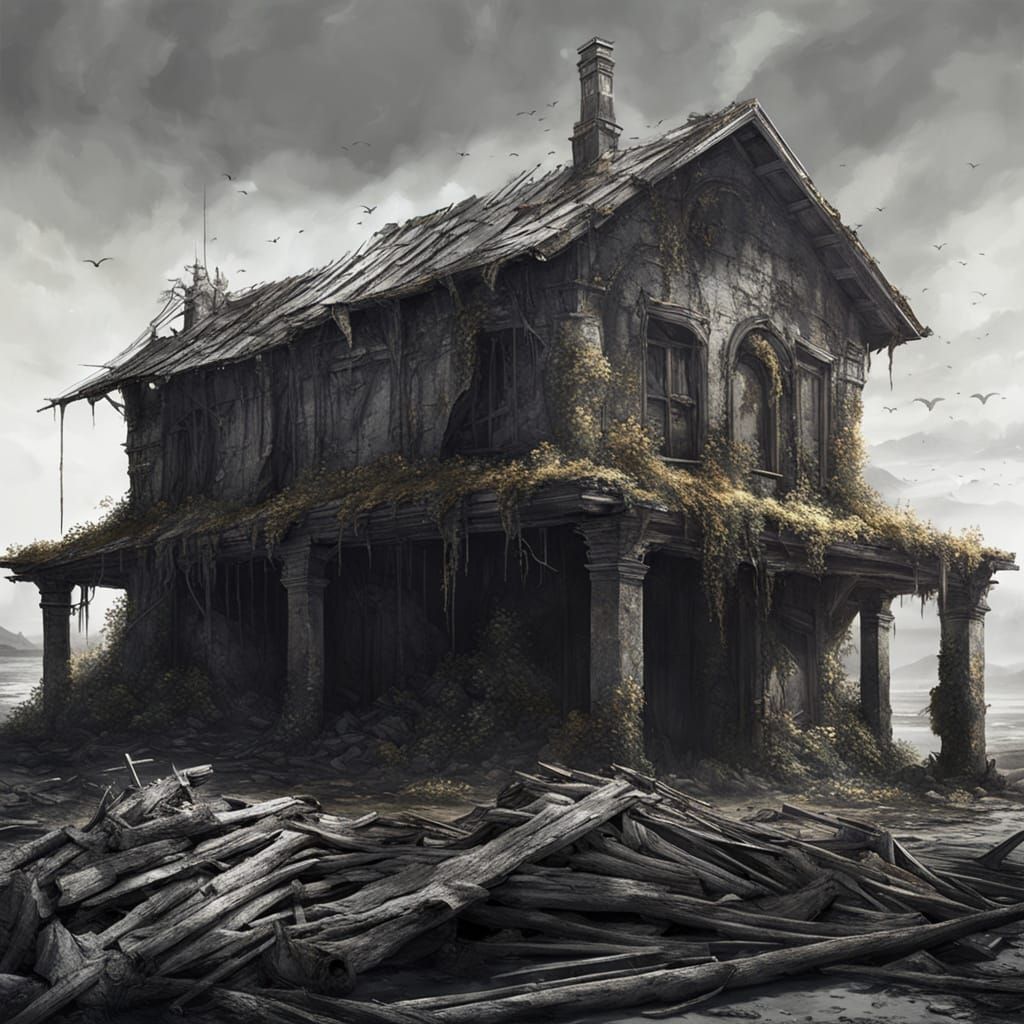 Medieval Ruins with Colossal Corroded Columns