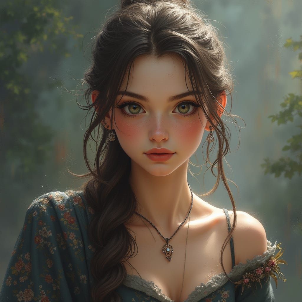 Ethereal Creature with Glowing Green Tattoo