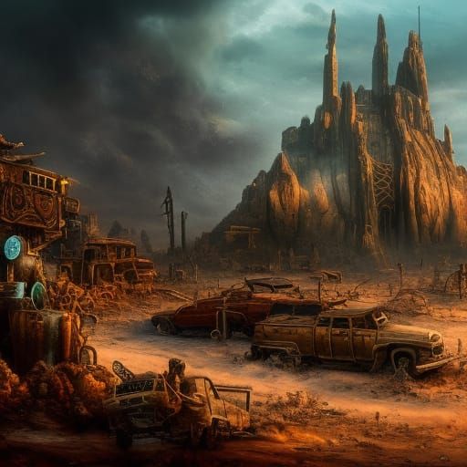 Post-Apocalyptic Disneyworld Wasteland: Epic Cinematic Art