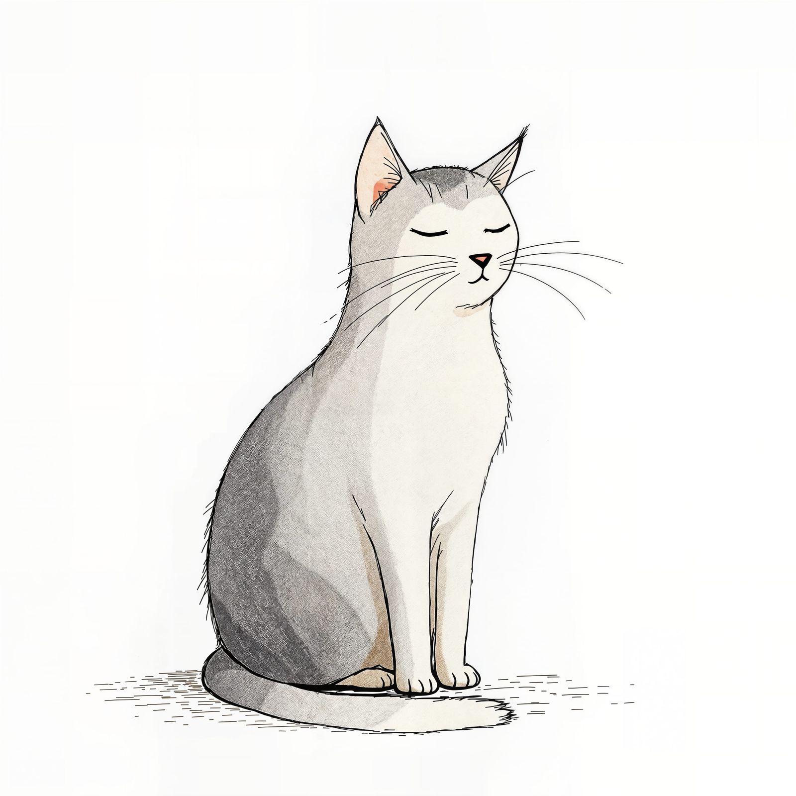 Surreal Feline Figure in Minimalist Shaun Tan Style