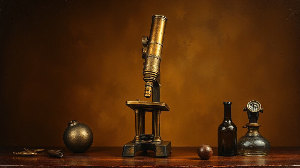 Vintage Microscope Still Life in Old Masters Style