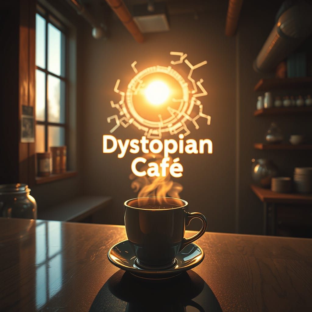 Dystopian Future Café in Golden Morning Light