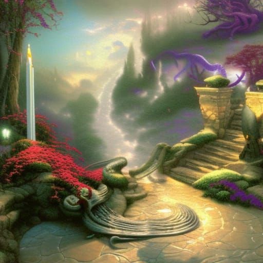 Tusked Viper in Ethereal Fantasy Landscape