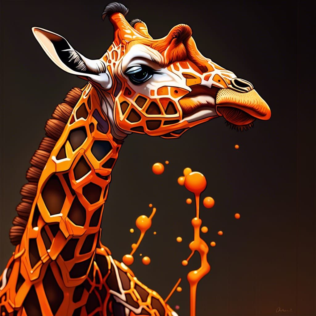 Mechanical Giraffe in Hyperrealistic Anime Style