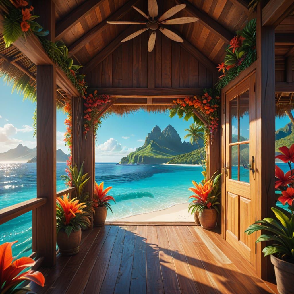 Majestic Bora Bora Oasis with Vibrant Ocean Waves