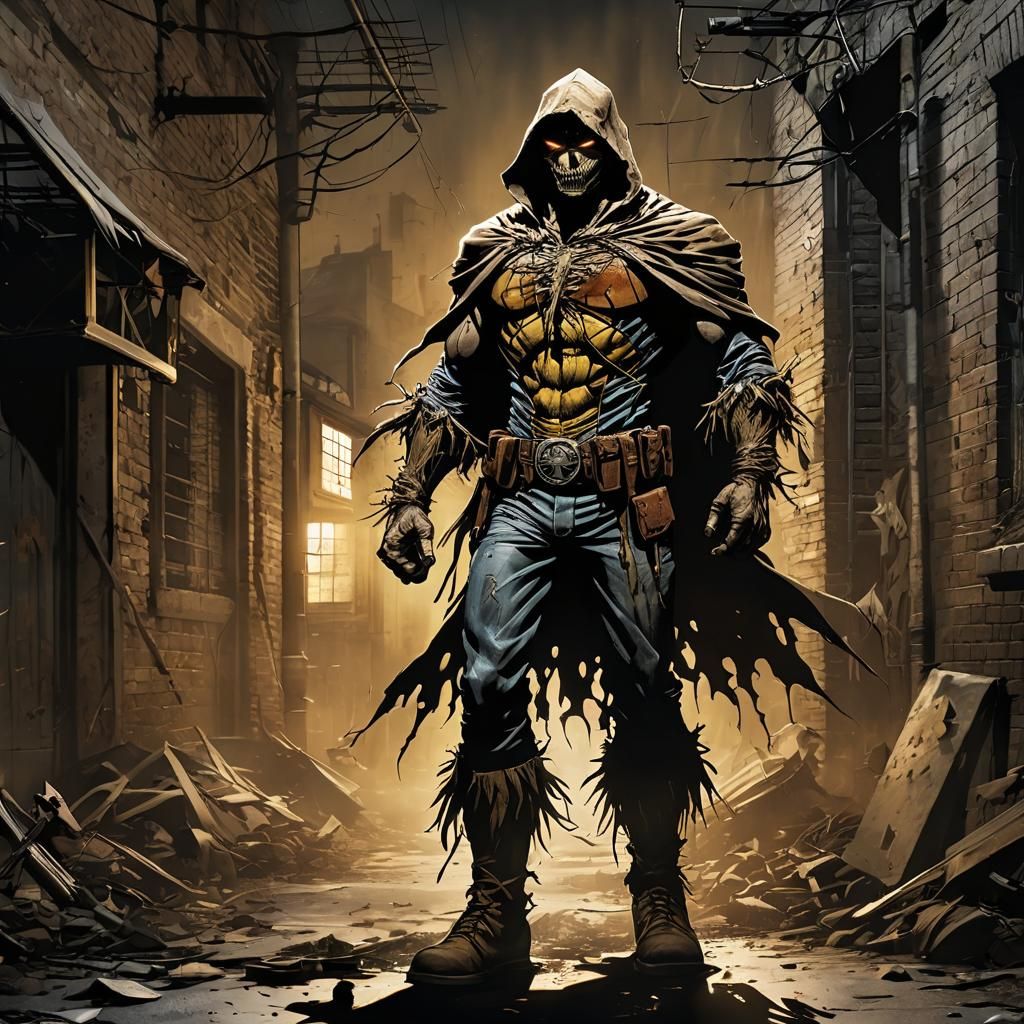 Scarecrow Superhero in Comic Book Art Style