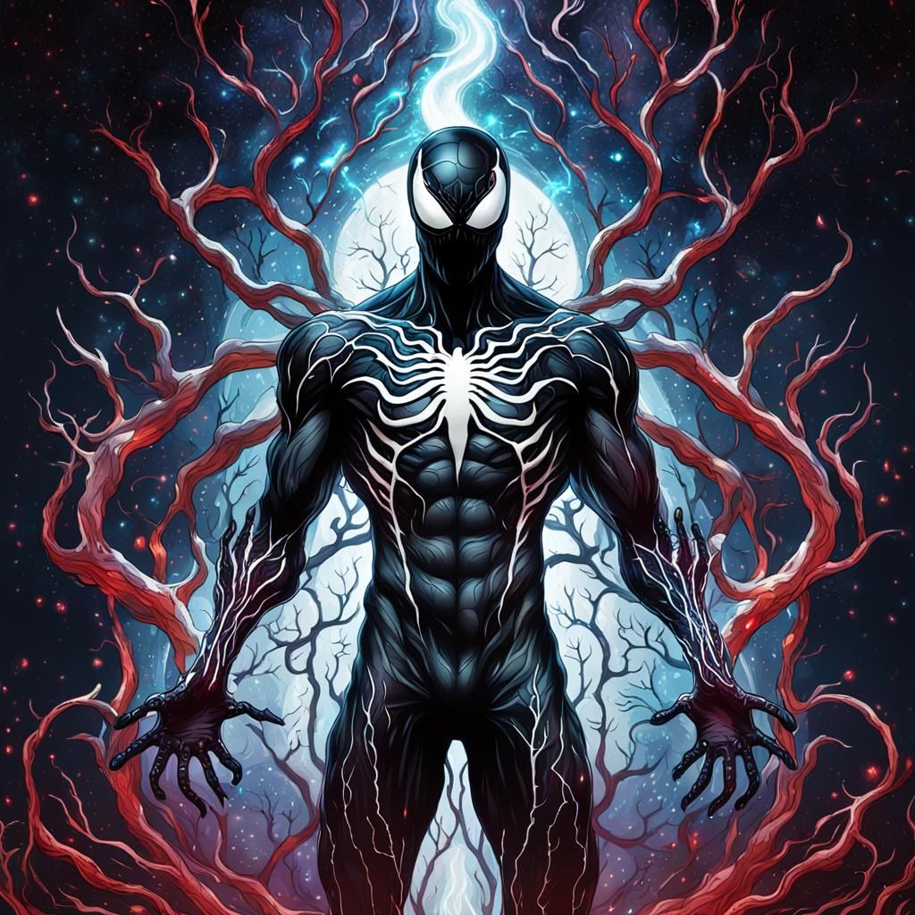 Creepy Cosmic Figure with Blood Drops, by Amaringo