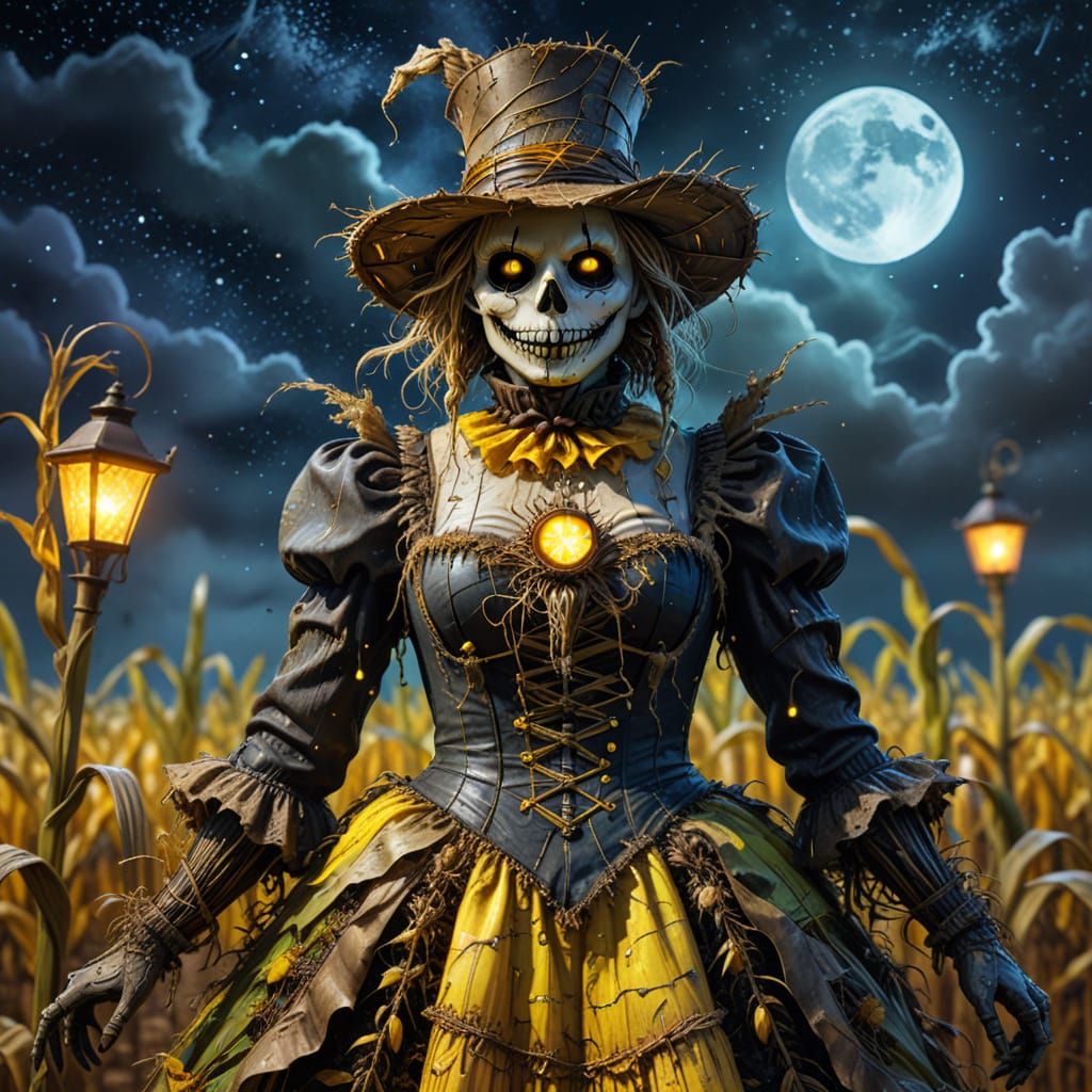 Ghostly Scarecrow in Haunted Corn Maze