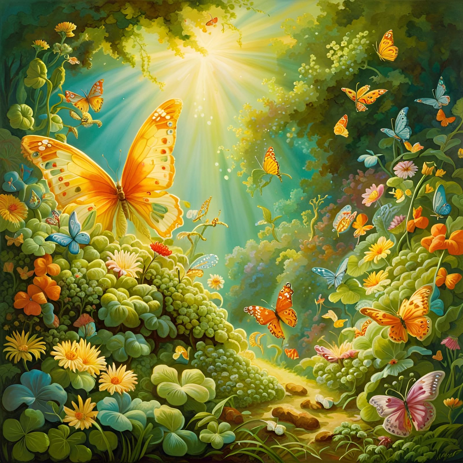 shamrock fields with butterflies