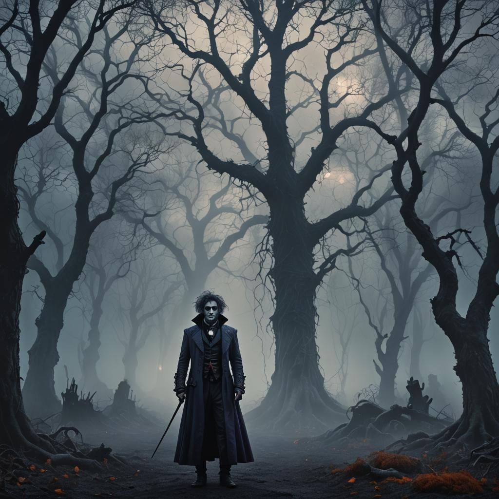 Dark Fantasy Roma Character in Tim Burton Style