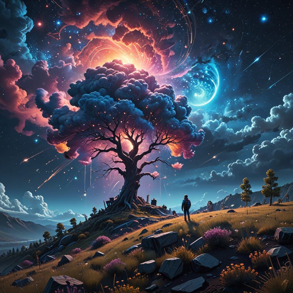 Magical Starry Night Sky in Photorealistic Style