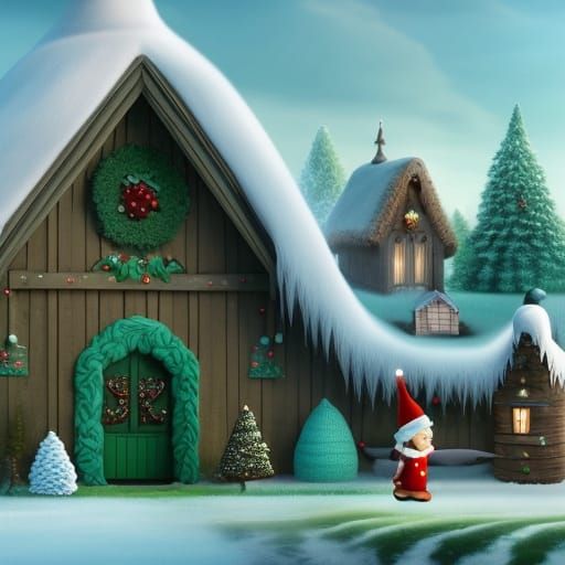 Winter Wonderland: A Tim Burton-Style Cottagecore Scene