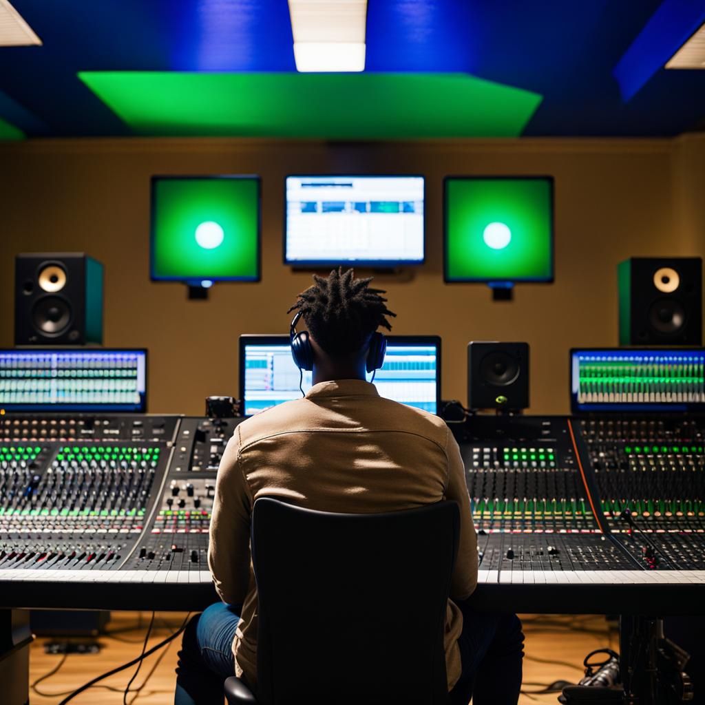 Recording Studio Session with Mixing Console