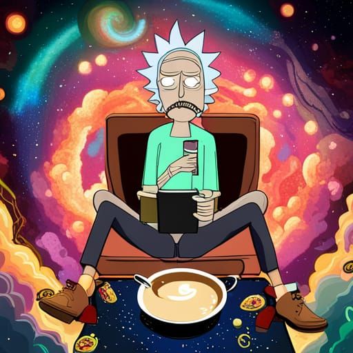 Rick and Morty Drink Coffee in Space