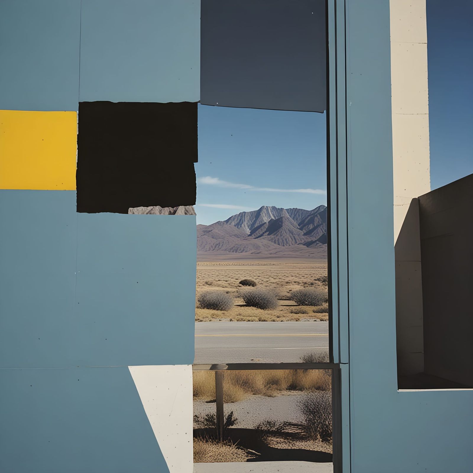 Abstract Landscape Collage with Overlapping Shapes