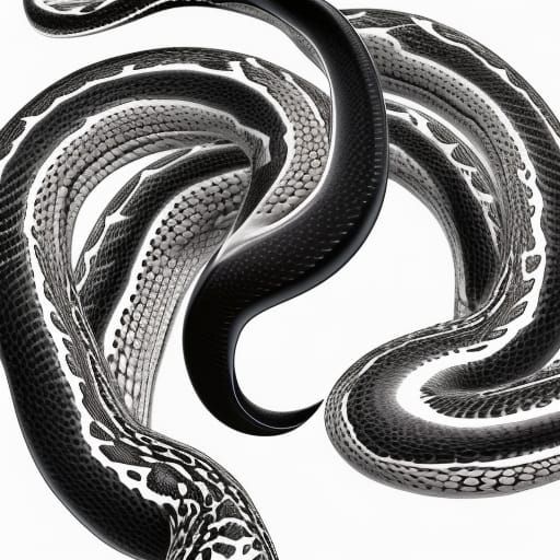 Intertwined Snakes in Hyperrealistic Splash Art