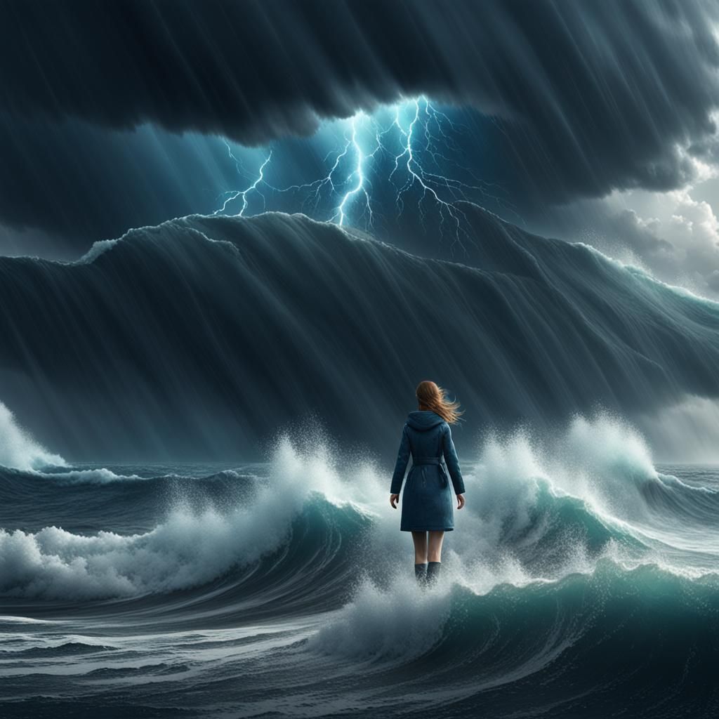 Weather Woman. ocean storm