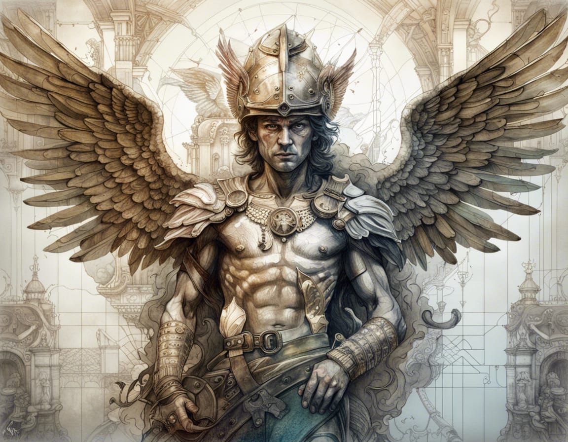 Hermes with Winged Helmet in Digital Art