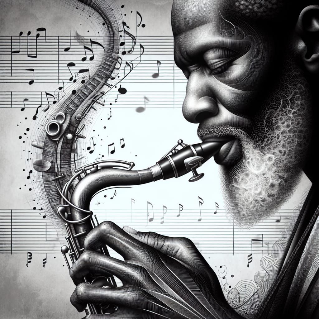 Black Saxophonist's Melodic Jazz Composition
