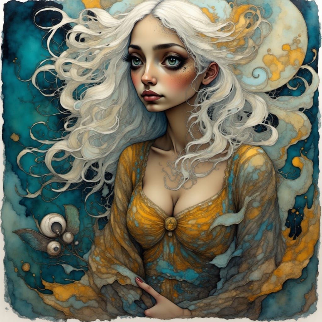 Dreamy Owl Portrait in Ethereal Style