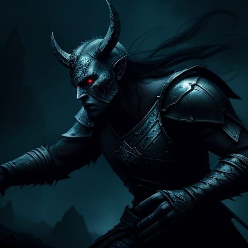 Epic Fantasy Battle Between Warrior and Creature