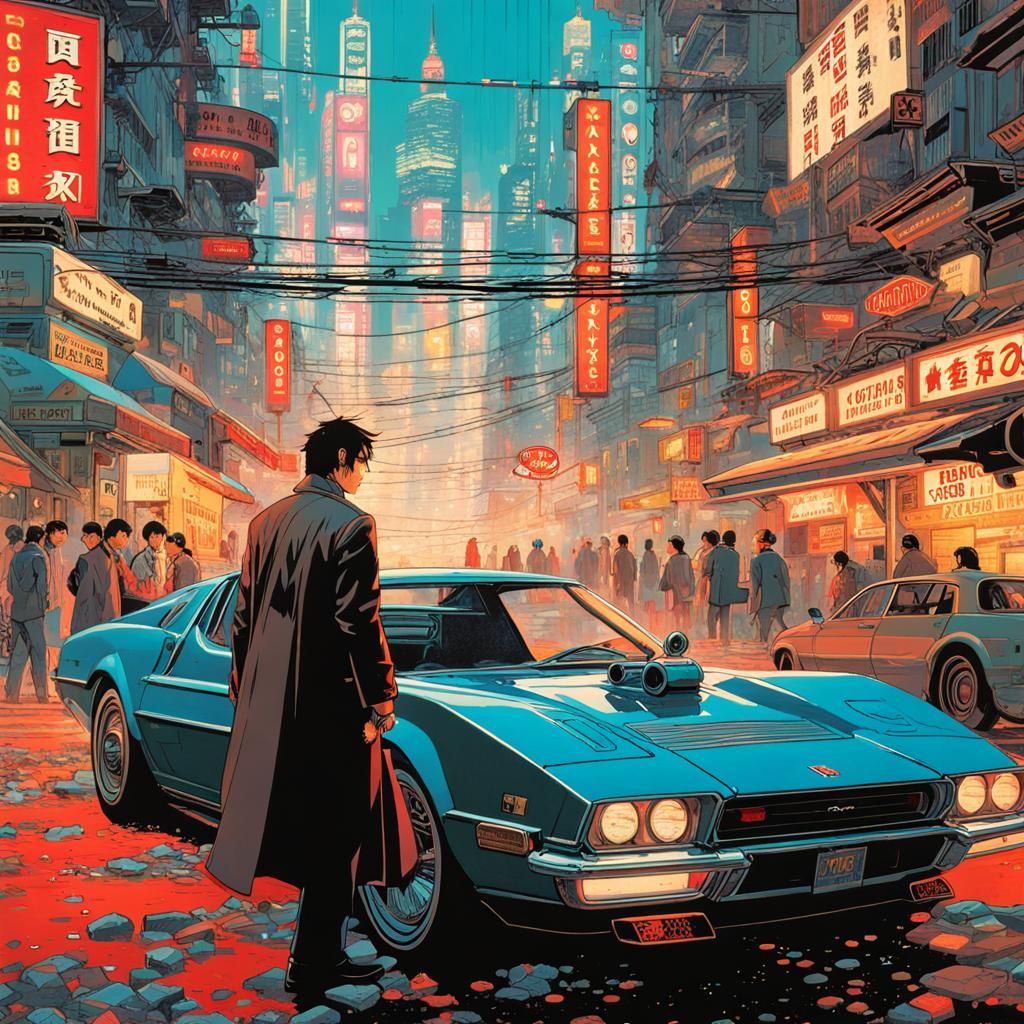 Dystopian Asteroid Yakuza in Digital Art Style