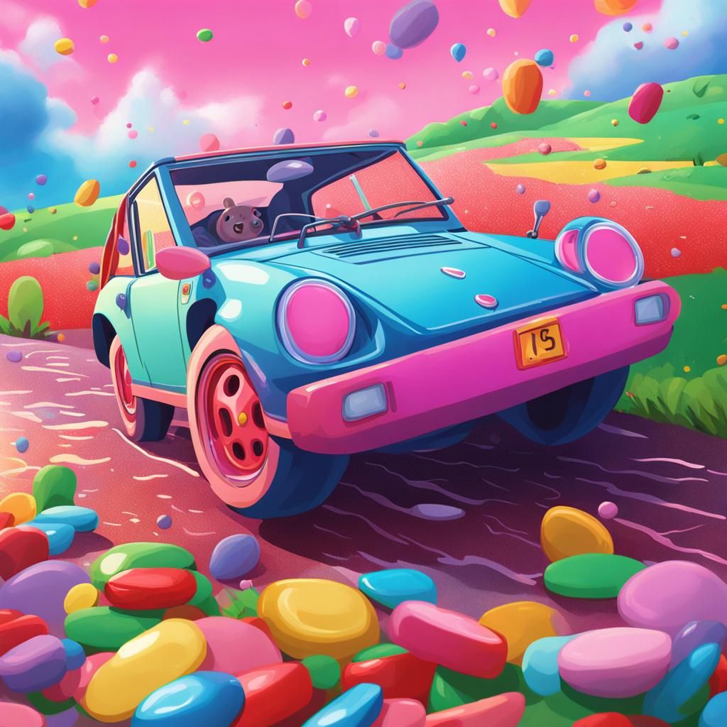 Peppa Pig in Lamborghini: Hyperrealistic Splash Art