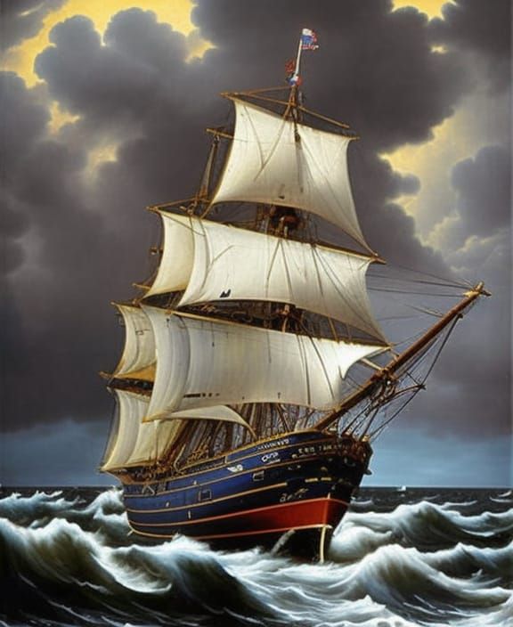 Stormy Seas: A Dutch Master Style Ship Painting
