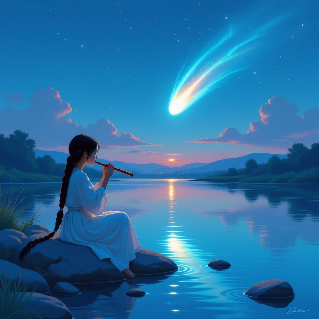 Comet's Reflection: River Song at Twilight
