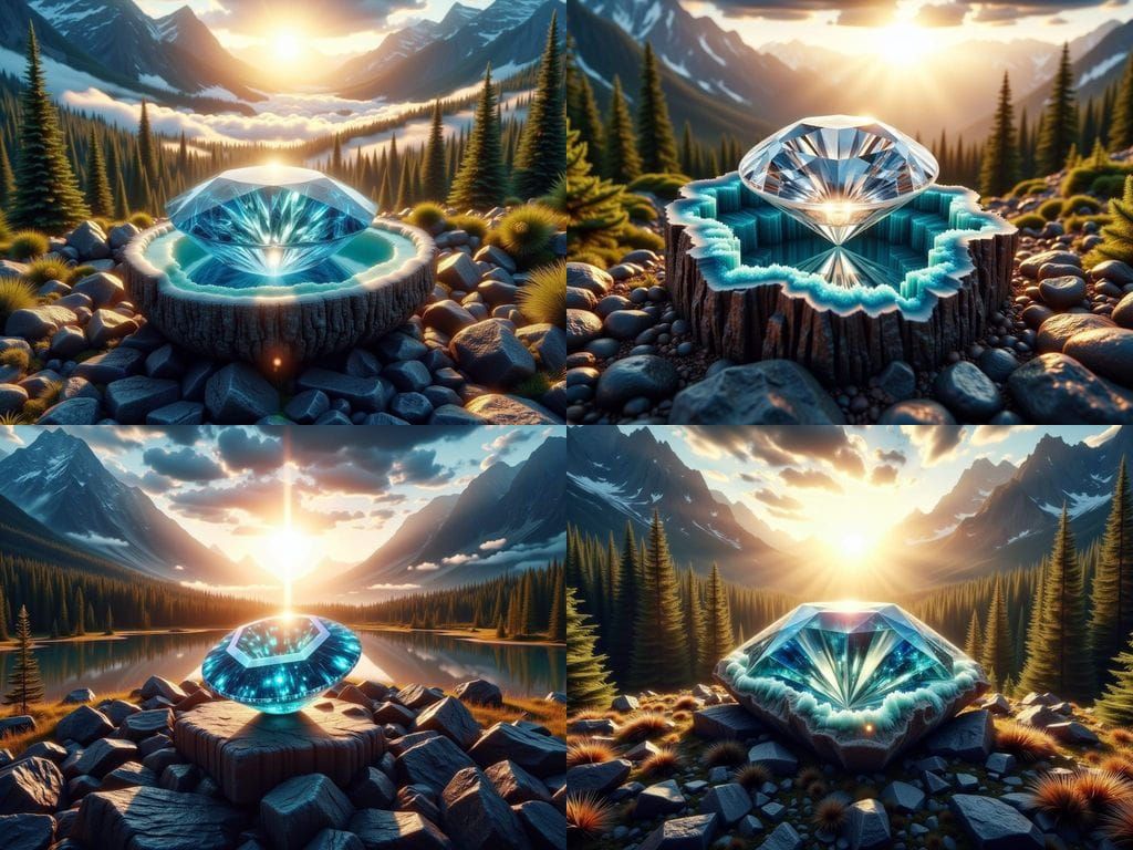 Radiant Diamond Geode with Volcanic Sunrise in 8K