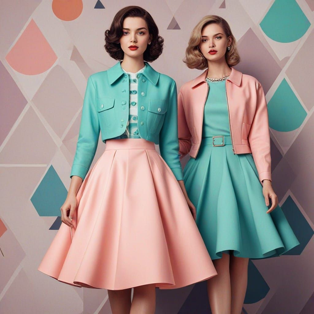 Elegant Retro Futurism Fashion Illustration in High Contrast