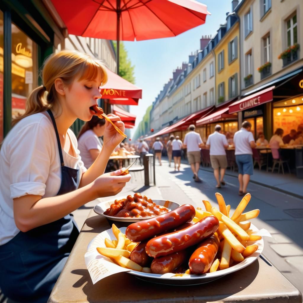 Impressionist Street Scene: Currywurst at an Imbiss