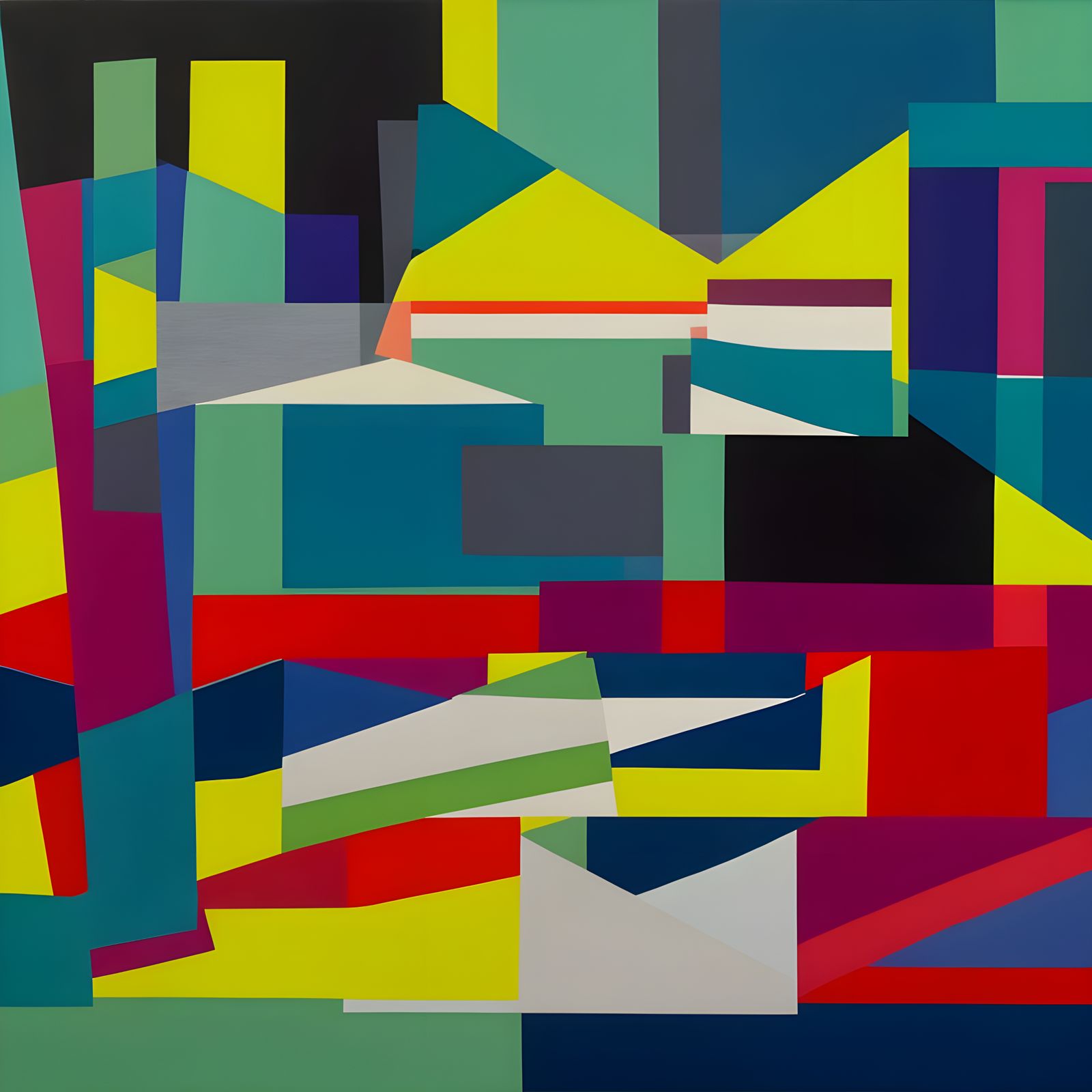 Abstract Colorfield Painting with Impasto Brushstrokes