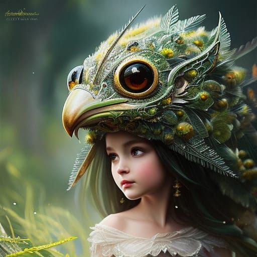 Snow-White Filigree Gremlin Portrait in Ornate Armor