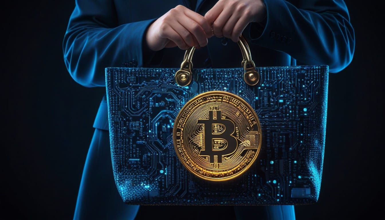 Bag Full of Bitcoins in Vibrant Digital Art