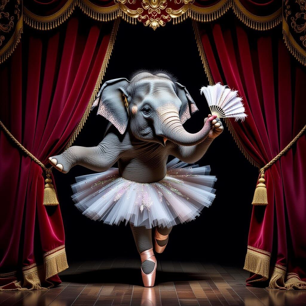 Whimsical Elephant Ballet Dancer on Stage