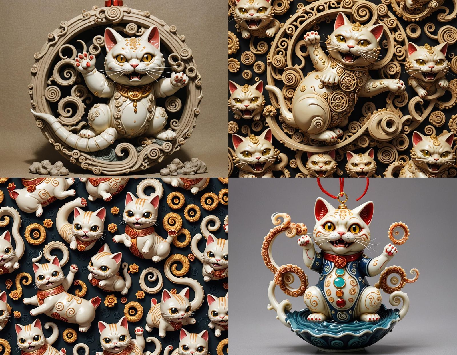 Surreal Horror: Waving Cat Transformation