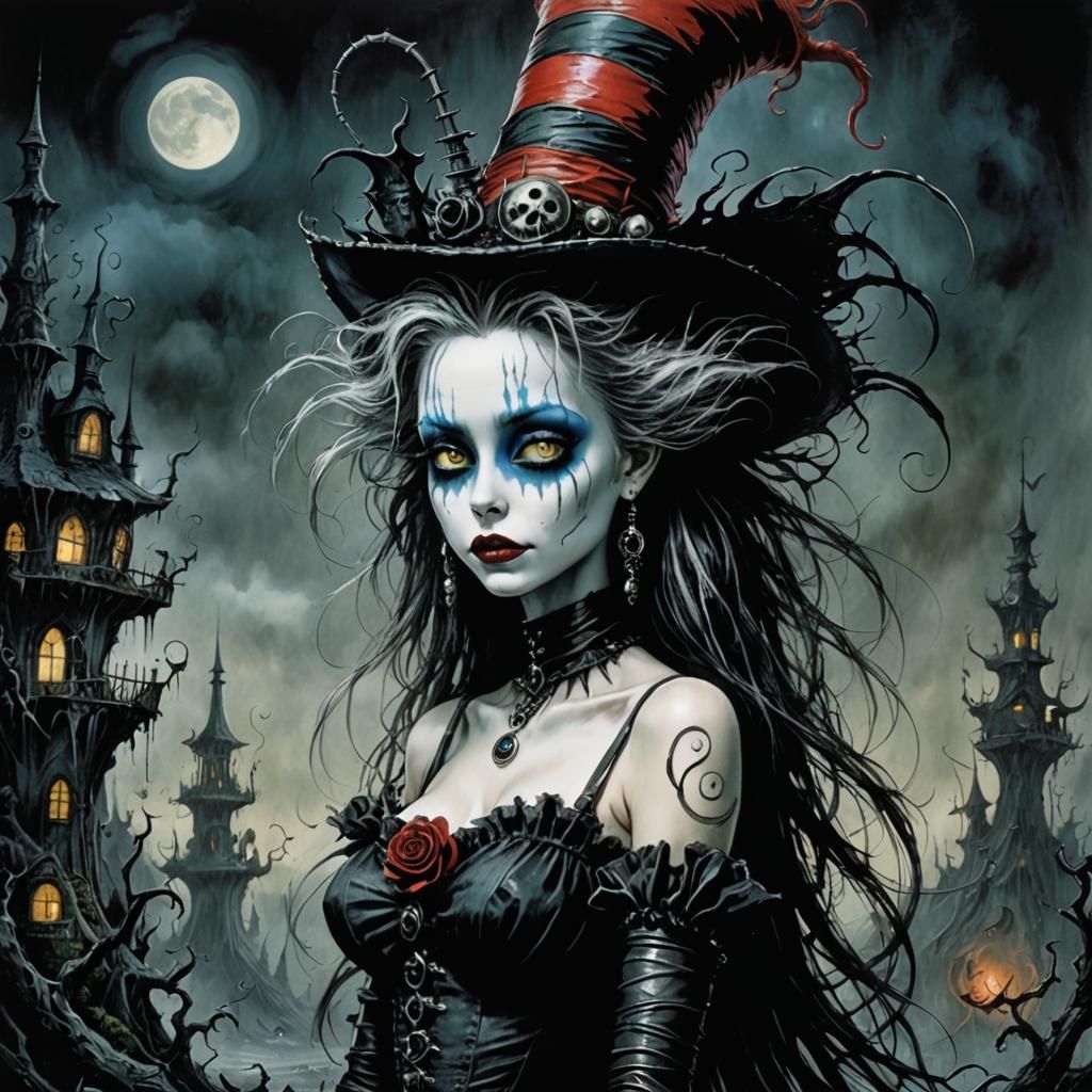 Dark Colorful Surreal Landscape, Fantasy Art