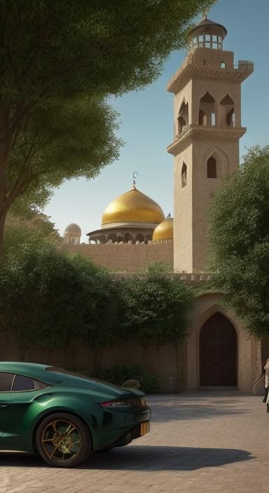 Fantastical Islamic Panorama in Matte Painting Style