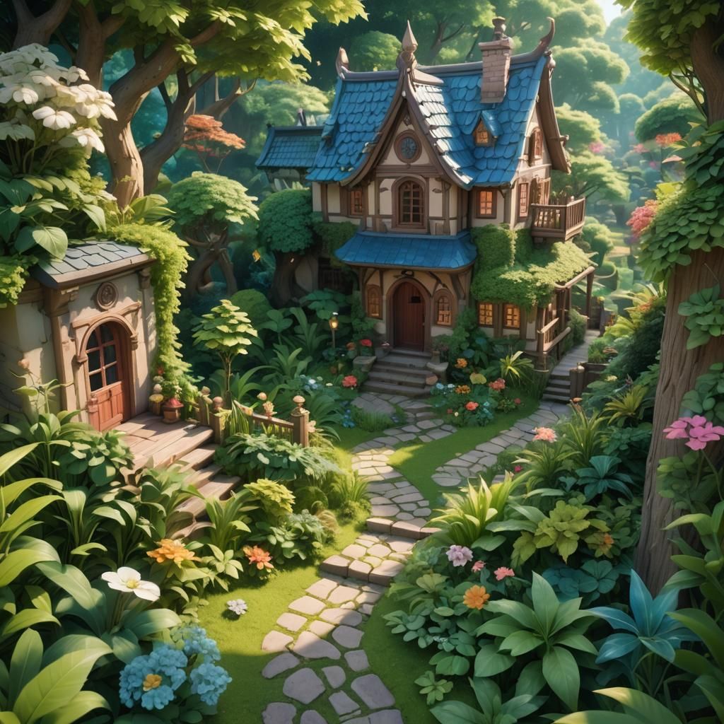 Enchanting Path to a Dollhouse: 3D Anime Art