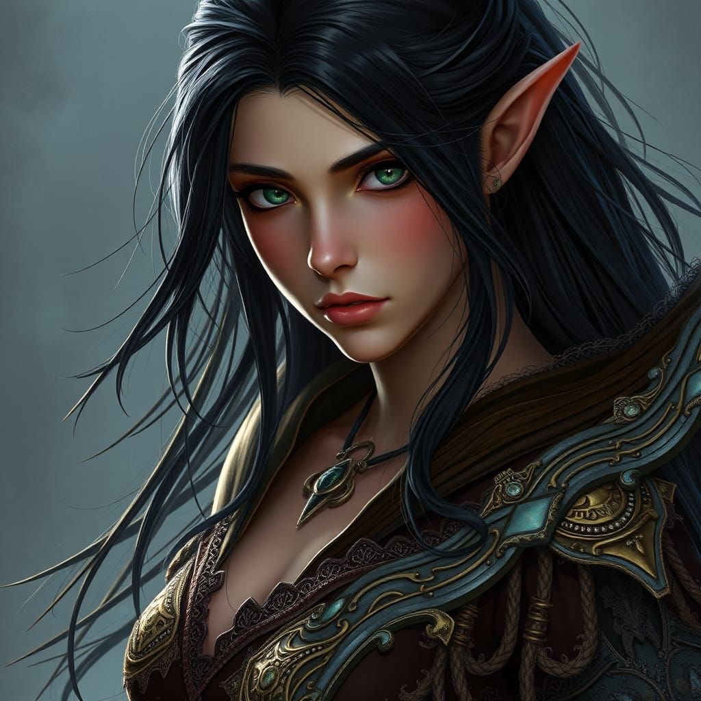 High-Elf Female in Detailed Fantasy Art
