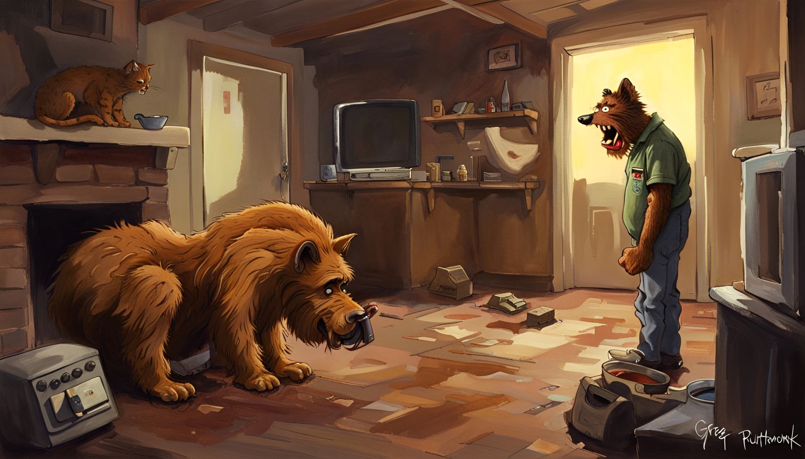 Sinister Alf Devouring a Cat